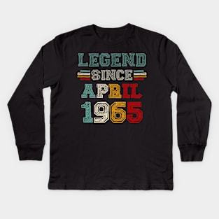 58 Years Old Legend Since April 1965 58th Birthday Kids Long Sleeve T-Shirt